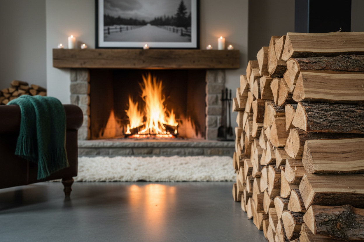 Brennholz 50cm am Kamin