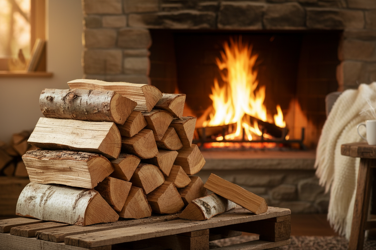 Brennholz 25cm am Kamin